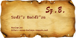 Száz Balázs névjegykártya